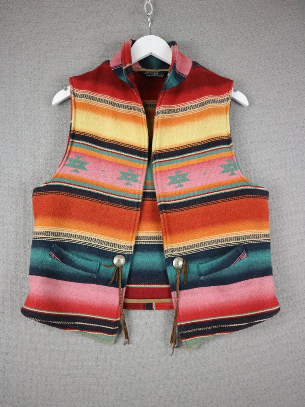Polo Ralph Lauren Made in USA 1980s Navajo Native Print Cotton Vest Medium RARE